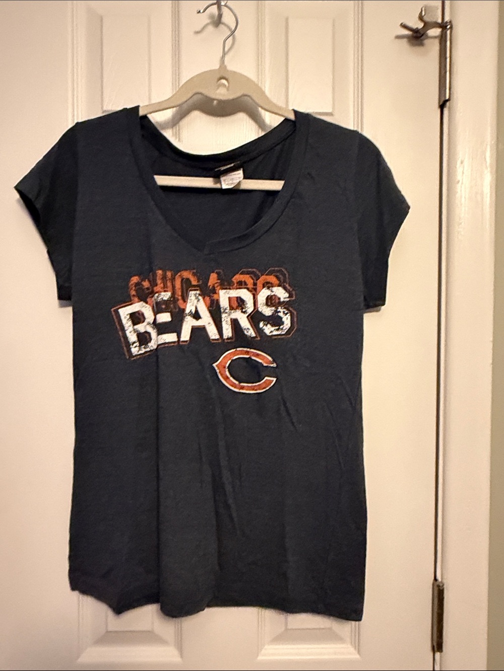 NFL Navy and Orange Women's Short Sleeve Graphic Tee
